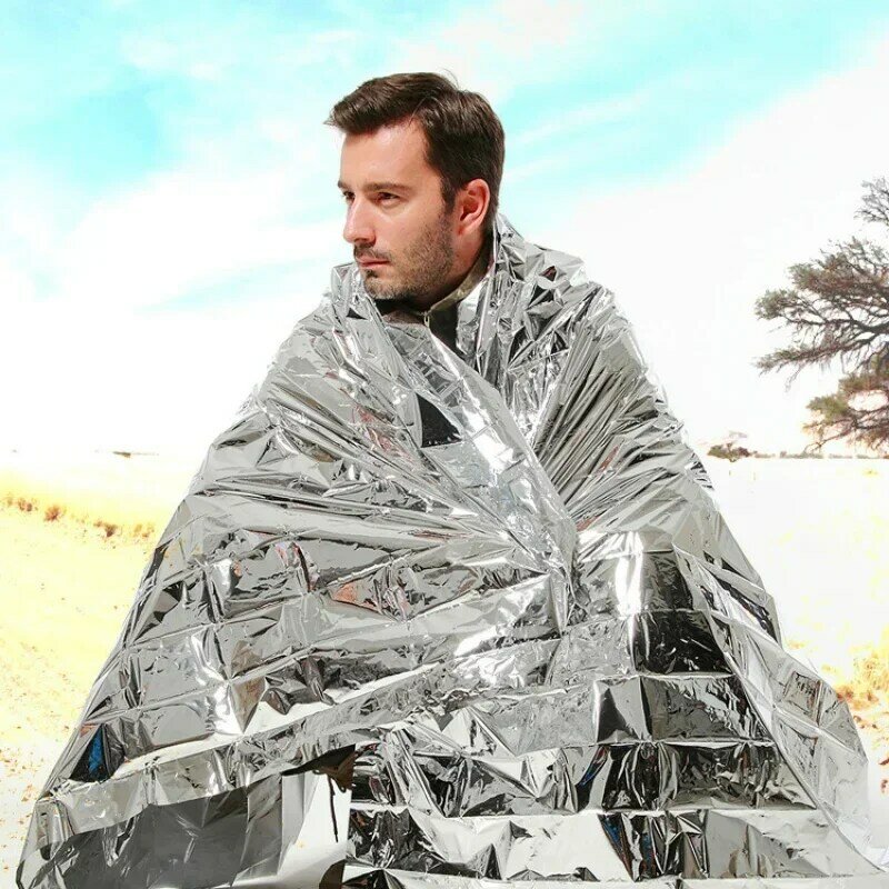 Emergency Survival Blanket Foil, cor aleatória, primeiros socorros, cortina de resgate, cobertor militar, ao ar livre, impermeável, 130x210cm