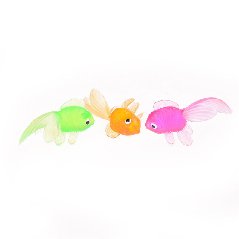 20 pz/lotto 4cm gomma morbida oro pesce piccolo pesce rosso giocattolo per bambini simulazione di plastica piccolo pesce rosso colore casuale