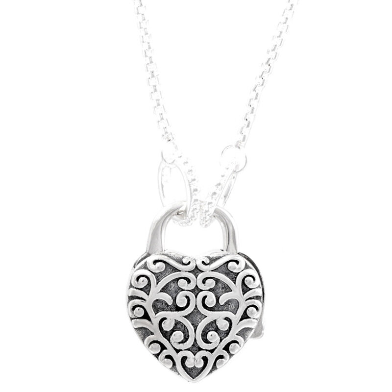 Sparkling Love Message Timeless Pave Round Rainbow Regal Heart  925 Sterling Silver Necklace For Popular Bead Charm DIY Jewelry