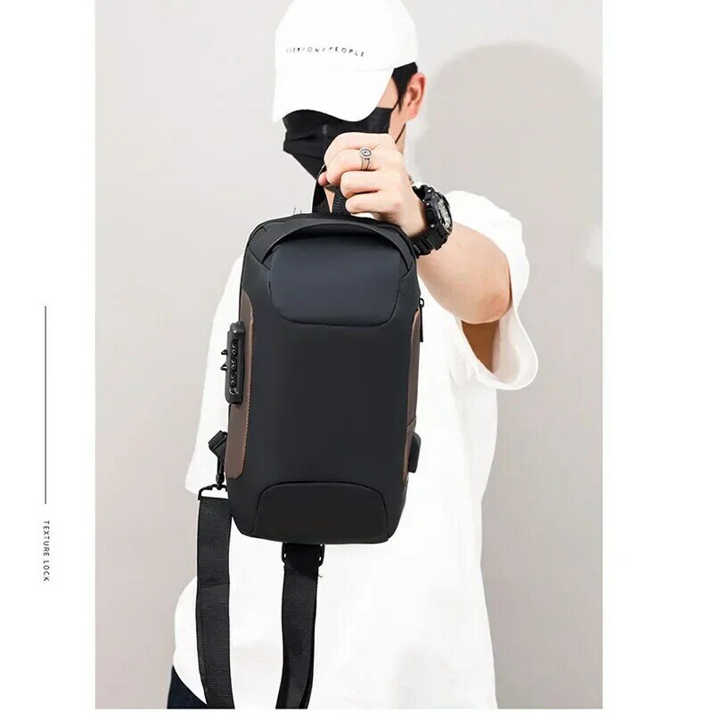 Męskie torby na ramię wodoodporny USB Crossbody krótki torba listonoszka na ramię podróżny torba na klatkę piersiowa dla mężczyzn Mochila Hombre