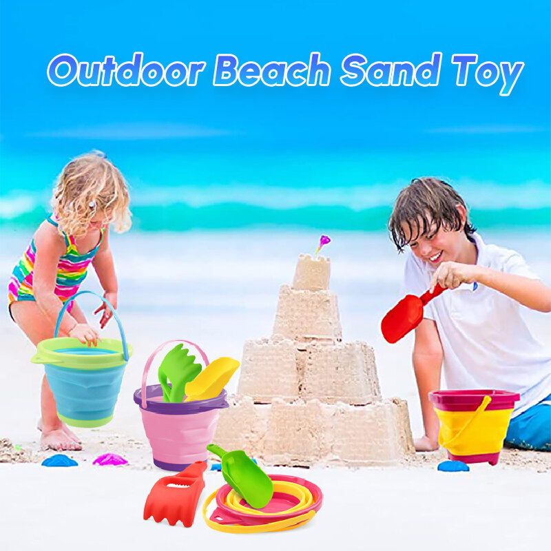 어린이 해변 접이식 모래 장난감, 휴대용 놀이, 여름 해변 물 게임, 텔레스코픽 버킷, 어린이 장난감, 다목적 보관