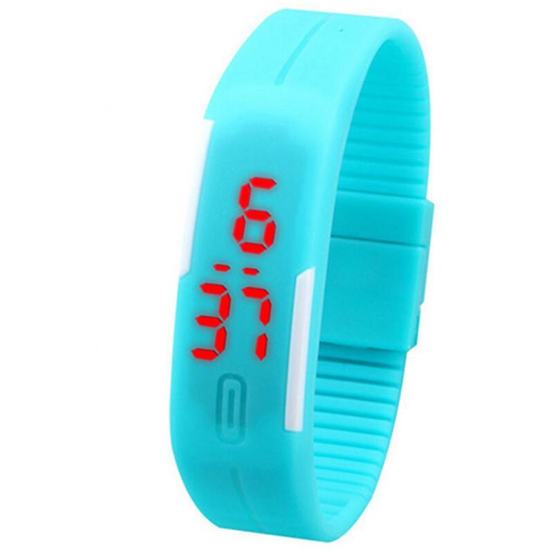 Silicone Digital relógio de pulso para homens e mulheres, LED vermelho, pulseira esportiva, toque, moda