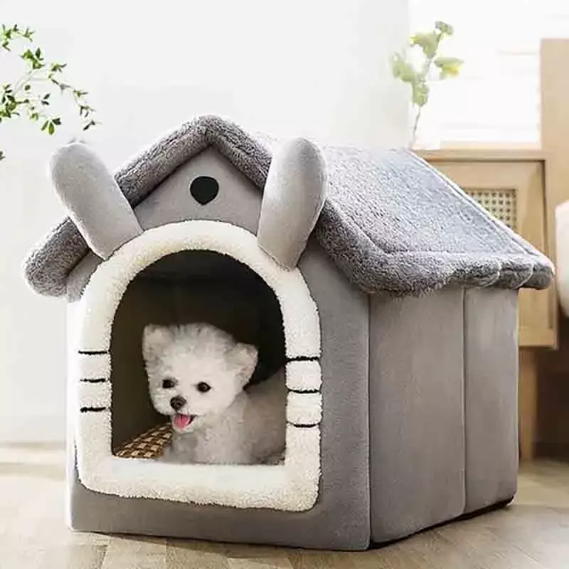 Indoor Warm Hondenhuis Zacht Huisdier Bed Tent Huis Hondenkennel Kattenbed Met Afneembaar Kussen Geschikt Voor Kleine Middelgrote Huisdieren