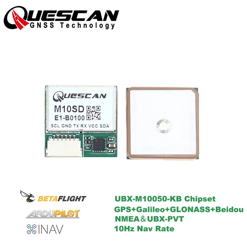 GPS-модуль Quescan M10SD 10 Гц с поддержкой компаса GPS-ГЛОНАСС Galileo Beidou Разработан для FPV-дронов Точность менее 1,5 м