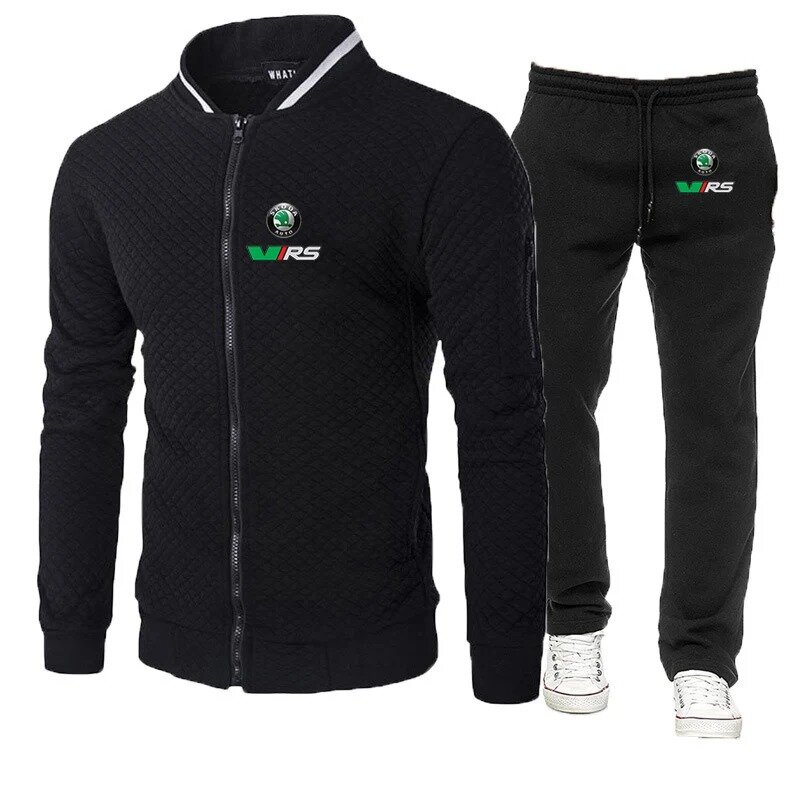 Skoda Rs Vrs Motorsport Graphicorrally Wrc Racing Men New Zipper Round Neck Hoodies Tracksuit Casual Tops+Pants Slim-fit Suits