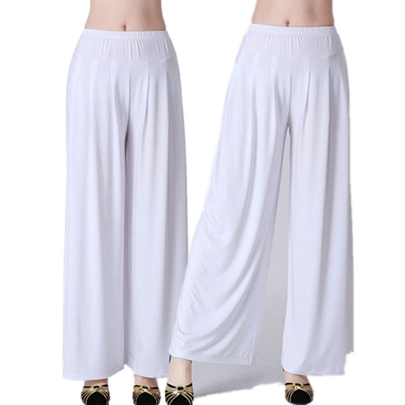 Elastic Waist 2024 New Spring And Summer Loose Square Dance Clothes Pants Milk Silk Wide-Leg Pants Skirt Latin Dance Pants