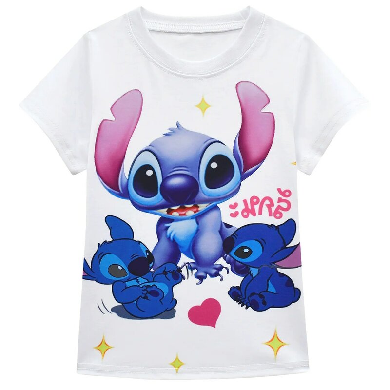 Zomer Kinderkleding Sets Meisjes Stitch Cartoon Print T-Shirt + Plooirok 2 Stuks Pak Kids Verjaardagsfeest Kostuum Outfit