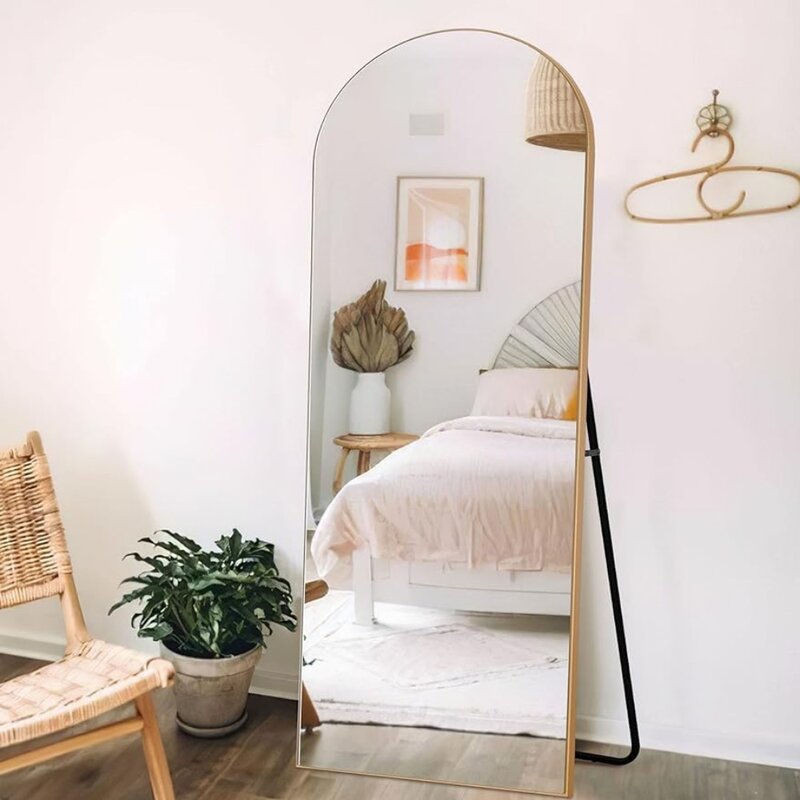 Arched Full Length Mirror Large Arched Floor with Stand Wall Mirrors Length Standing Hanging or Leaning Against Wall Wood Frame