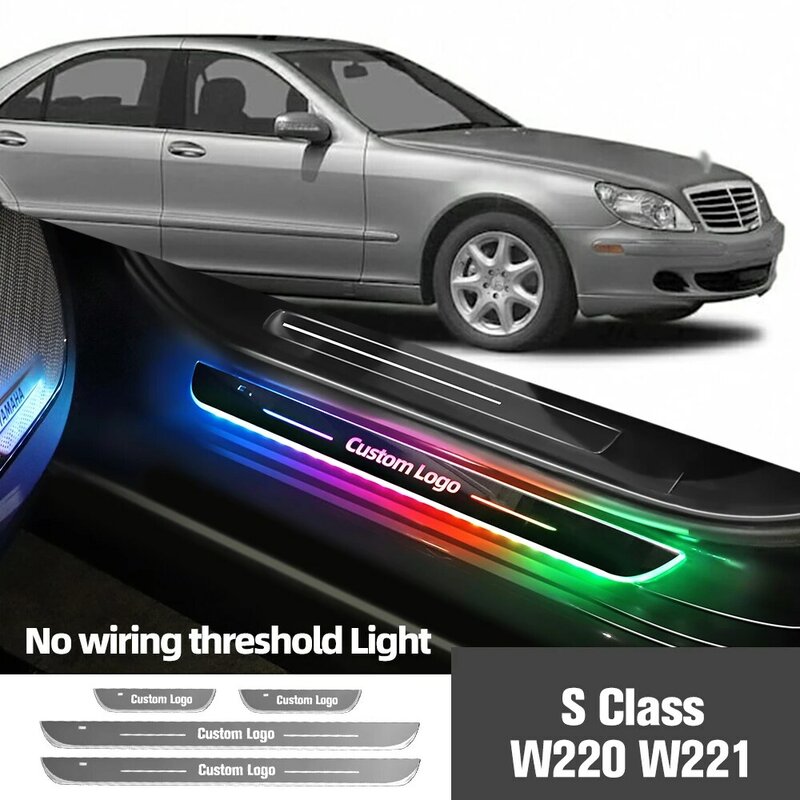 車のドアライト,カスタマイズ可能なロゴ,LED,歓迎,しきい値,ペダルランプ,アクセサリー,メルセデスベンツw220,w221,1998-2013