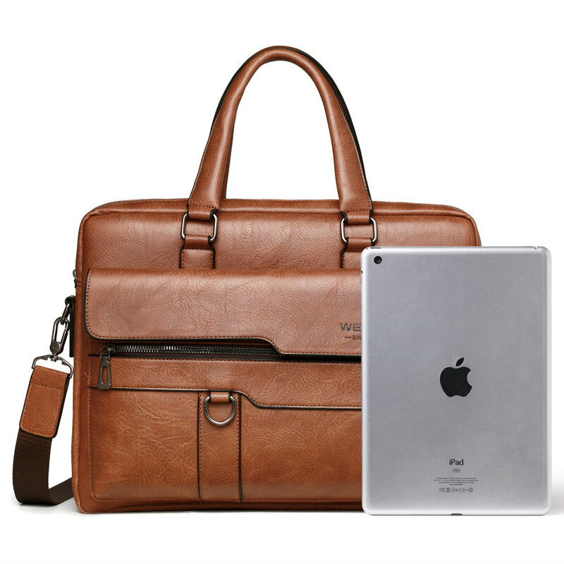 2023 Men Briefcase Bag High Quality Business Famous Brand Pu Leather Shoulder Messenger Bags Office Handbag 14 Inch Laptop Bag