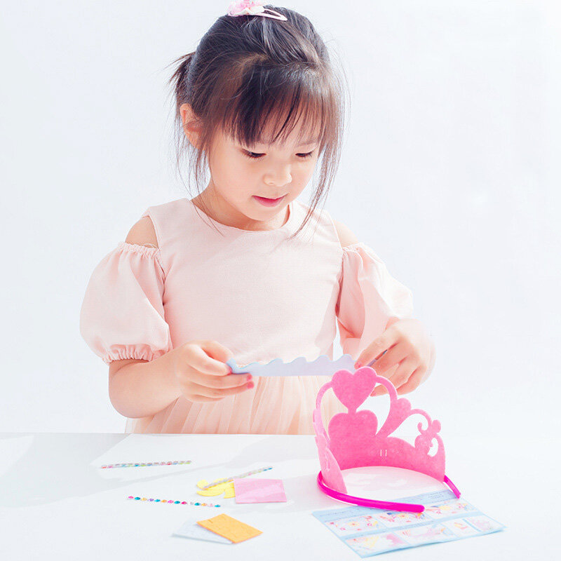 Corona de papel creativa con lentejuelas y flores para niños, juguetes artesanales con patrones de estrellas, decoraciones artísticas para fiesta de jardín de infantes, ZK20