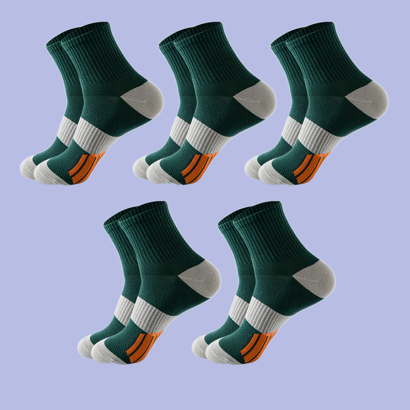 Calcetines deportivos de algodón para hombre, medias profesionales absorbentes del sudor y antiolor, bloqueadas por el Color, 5 pares