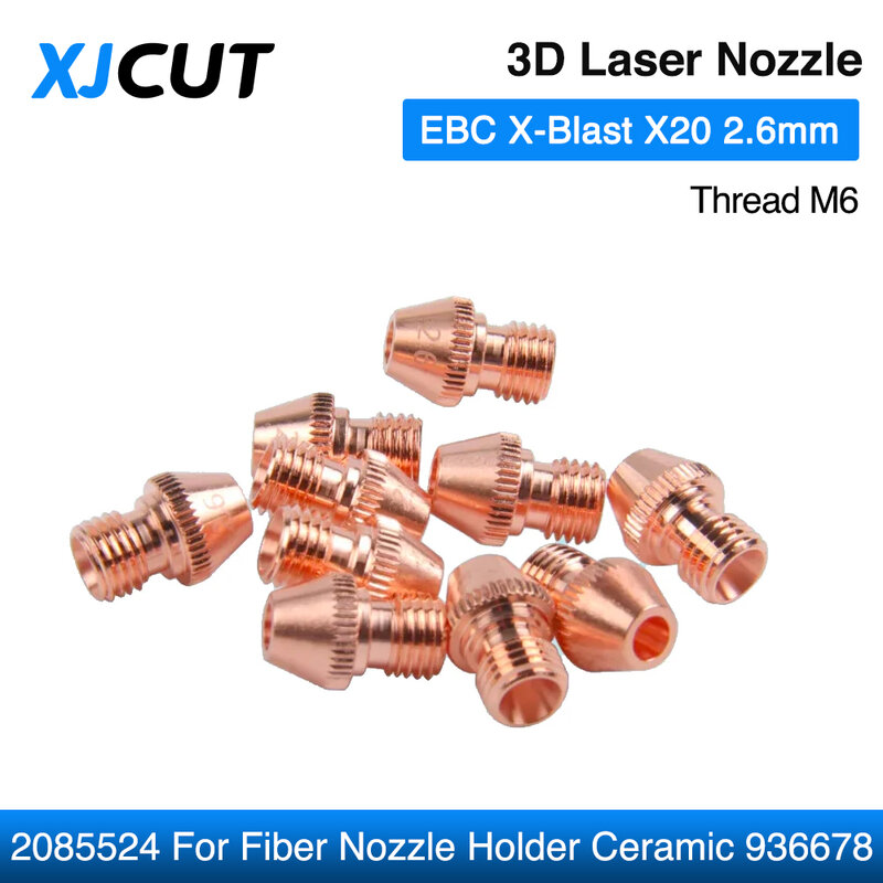 XJCUT 10 buah/lot ujung nozel Laser serat 3D cocok EBC x-blast X20 2085524 Nozzle untuk pemegang Nozzle serat keramik 936678