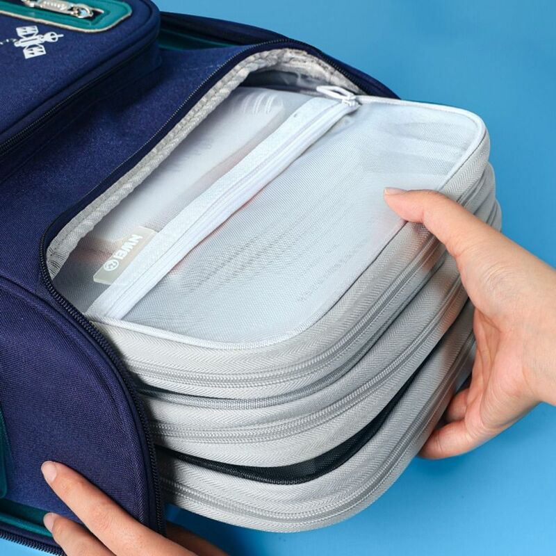 Bolsa de malla de nailon con cremallera, bolsa de documentos multifuncional de gran capacidad, bolsa de archivo transparente gruesa portátil