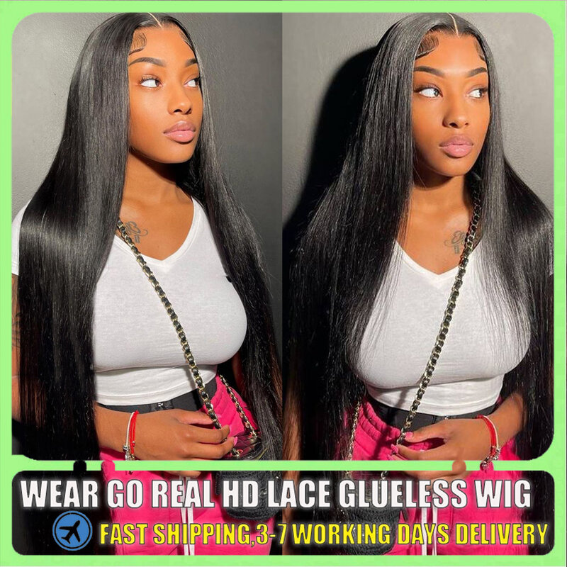 30 32Inch 13x4 13x6 Lace Front Human Hair Wigs Straight Transparent Lace Human Hair Wigs Brazilian Pre Plucked For Black Women