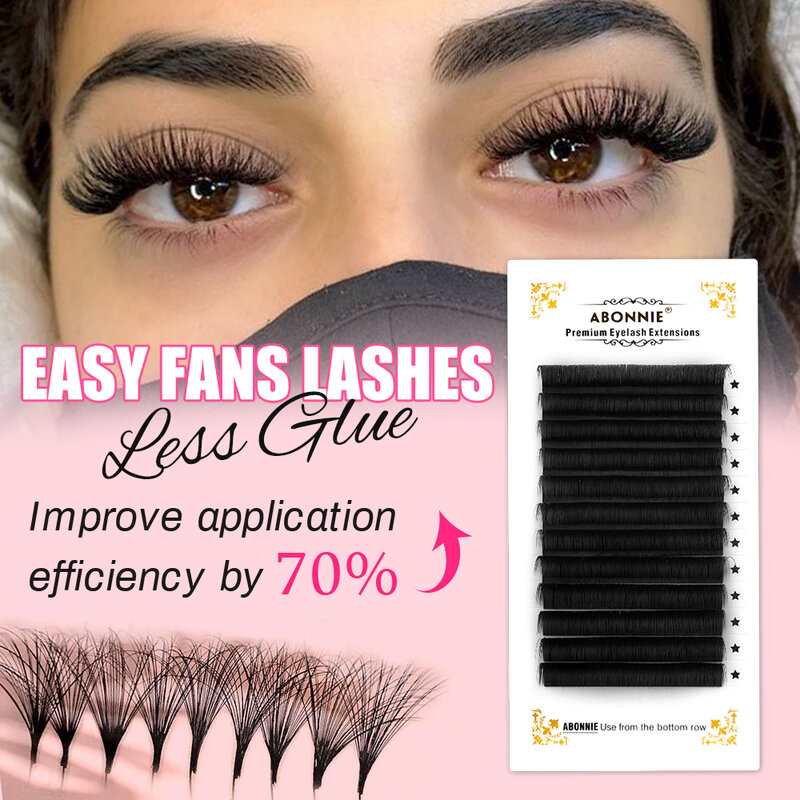 Abonnie 0.03 Easy Fan Lashes Volume Mega Eyelashes Fluffy Eyelash Supply for Eye Beauty Auto Fanning Cilios