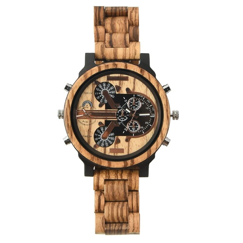Reloj de pulsera de madera con esfera grande para hombre, pulsera de negocios de moda, Envío Gratis