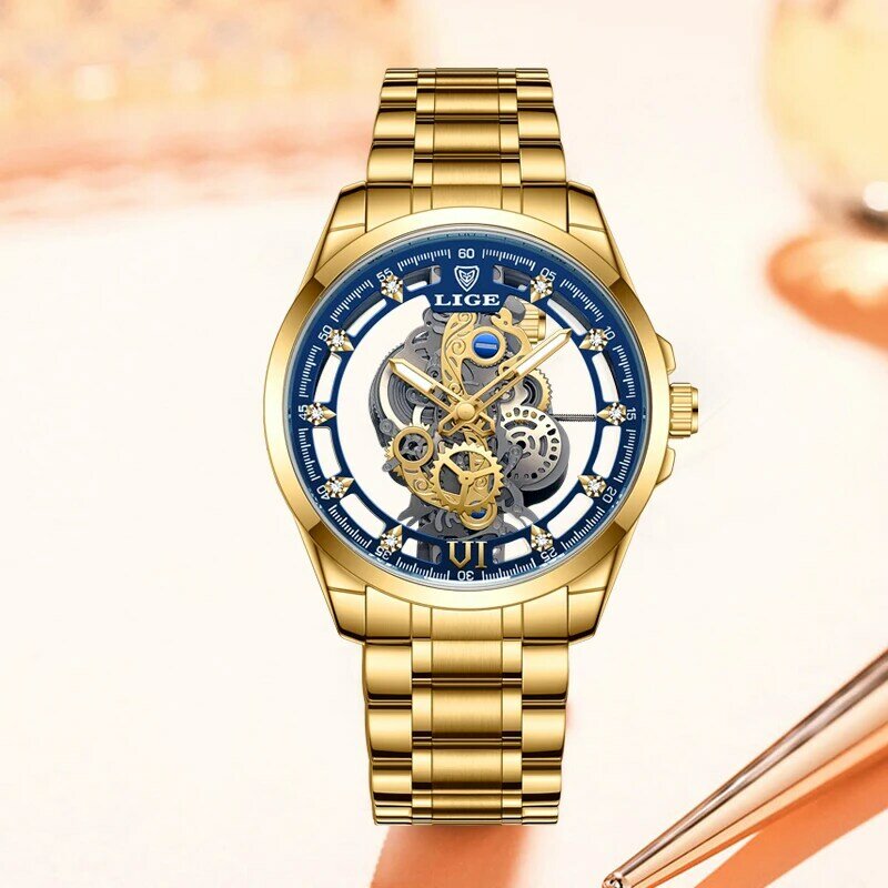 LIGE Luxury Watch For Woman High Quality Diamond Ladies Quartz Watch Waterproof Date Stainless Steel Women Watches reloj+box