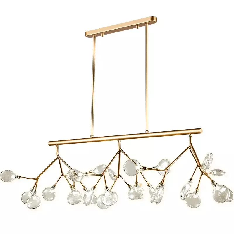 Moderne Vuurvlieg Kroonluchter Glazen Plafondlamp Ijzeren Boomtak Ophanging Armatuur Goud Zwart Hanglamp Woonkamer Glans