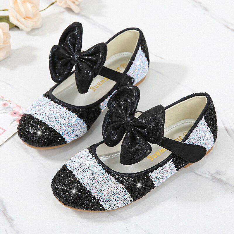 Sapatos infantis de couro com glitter, tênis para festa de casamento, sapatos para crianças