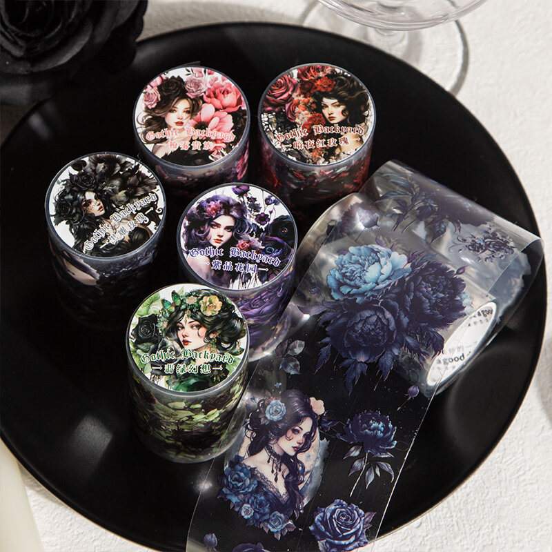 6PCS/LOT Gothic style flowers series retro cute lovely decorate PET tape