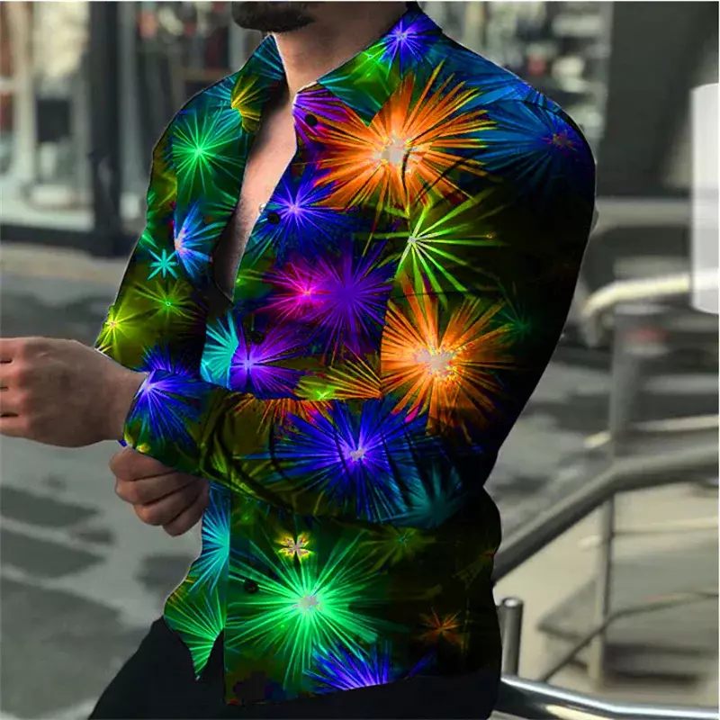 Atasan kaus pria musim semi musim panas 2023 kaus desainer warna-warni menyala api pola HD populer pesta modis mewah ukuran Plus