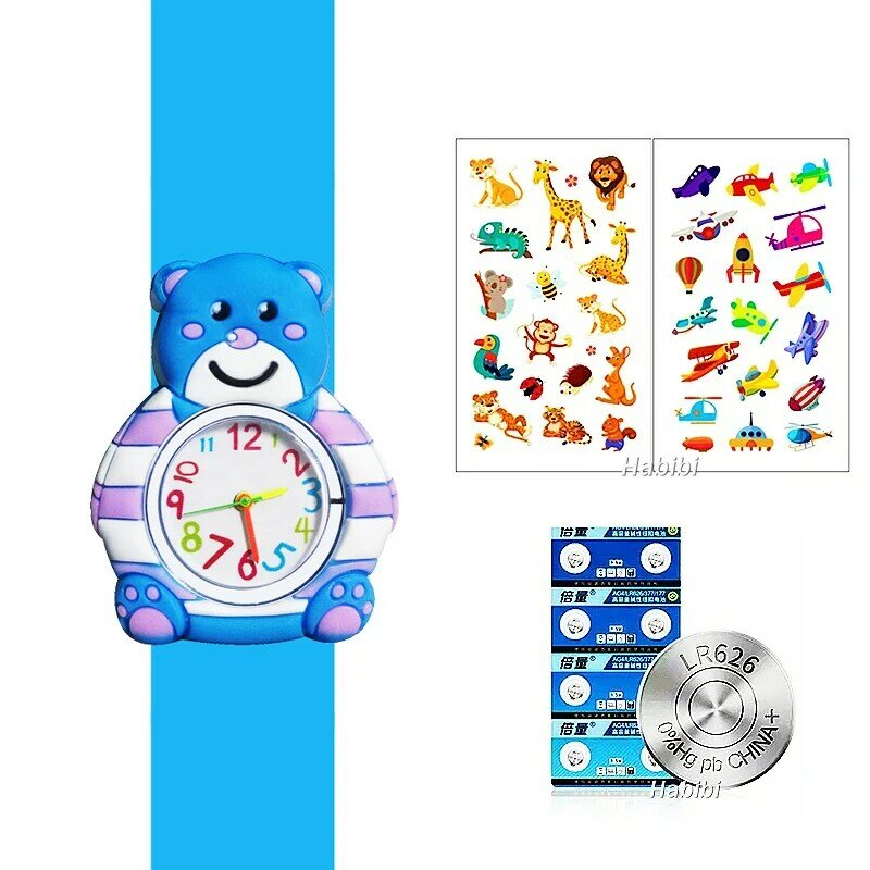 นาฬิกาของขวัญสุดโปรดสำหรับเด็กนาฬิกาสำหรับเด็กอายุ3-14ปีของเล่น Jam Tangan Digital หมีการ์ตูนช้างสำหรับเด็กอนุบาลมีรางวัลเป็นของขวัญ