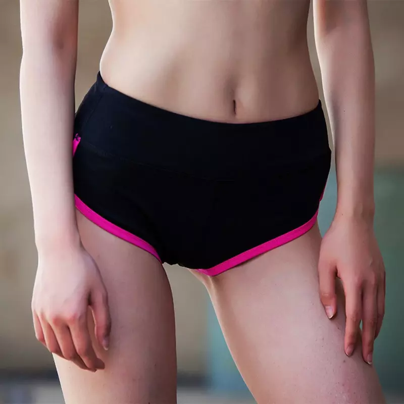 Celana pendek olahraga Yoga Gym wanita, celana pendek peregangan kasual olahraga kebugaran celana panas Gym wanita dropship