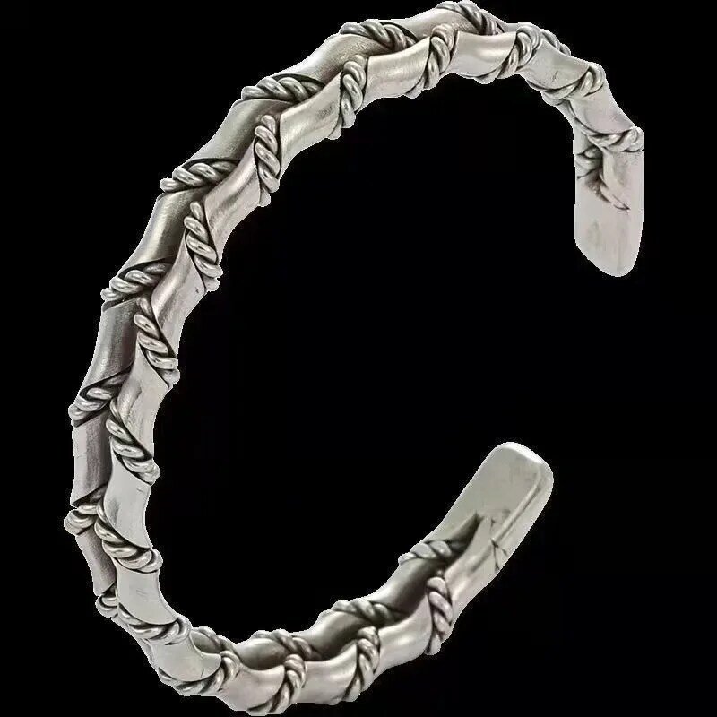 UMQ S925 Серебряный тайский серебряный браслет ручной работы двойной слой искусственная Мужская Личность винтажный Открытый браслет Мужская Ручная цепочка