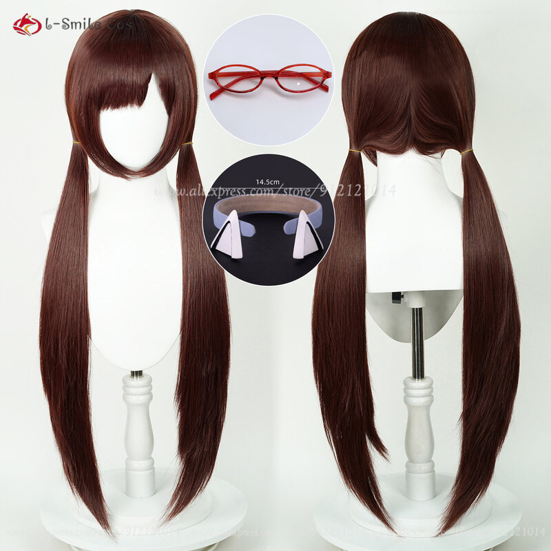Anime EVA Cosplay Mari Makinami Illustrious Cosplay Wig Brown Red 80cm Long Pre Stlye Wigs Heat Resistant Synthetic Hair