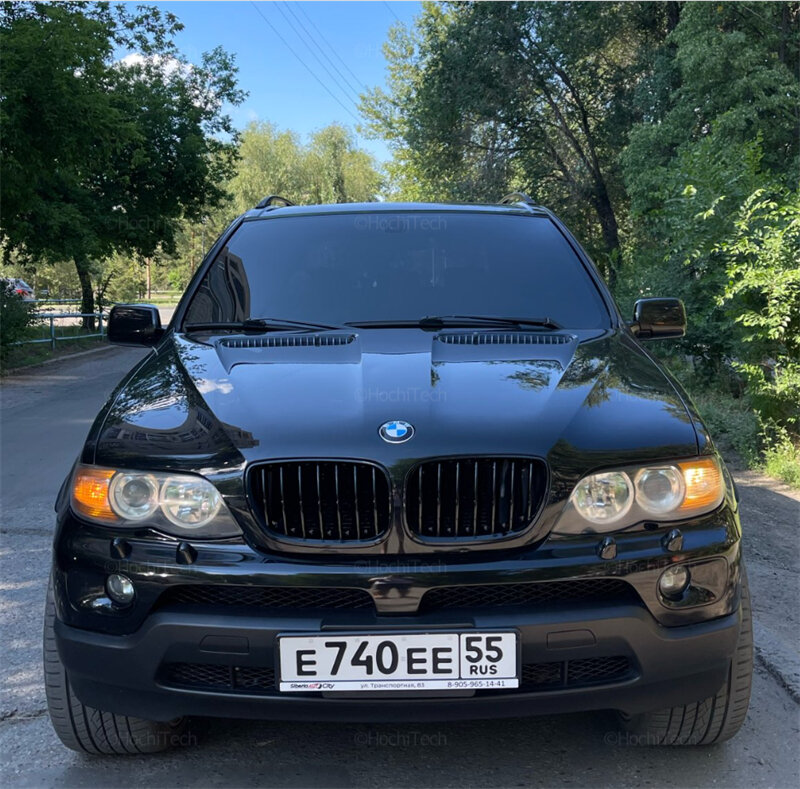 Rejilla delantera de riñón doble para BMW, accesorio de color negro con acabado brillante, estilo de coche, modelos X5, E53, LCI, 2004, 2005 y 2006, 2 unidades