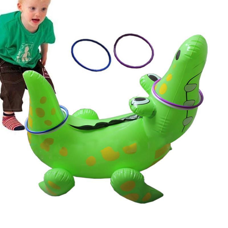 Cincin Aligator kolam renang antibocor, cincin lempar lingkaran permainan melempar orang tua anak mainan interaktif pengembangan intelijen