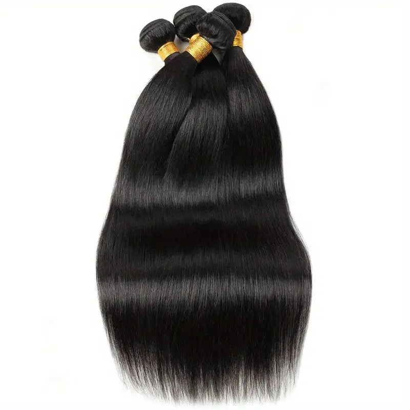 Extensiones de cabello humano virgen sin procesar, mechones rectos brasileños de Color Natural, 12A, 100%, 1/3/4 mechones a la venta