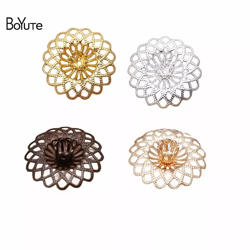 BoYuTe (50 części/partia) 22MM metalowe mosiężny kwiat filigranowe materiały ręcznie robione DIY biżuteria akcesoria hurtowe