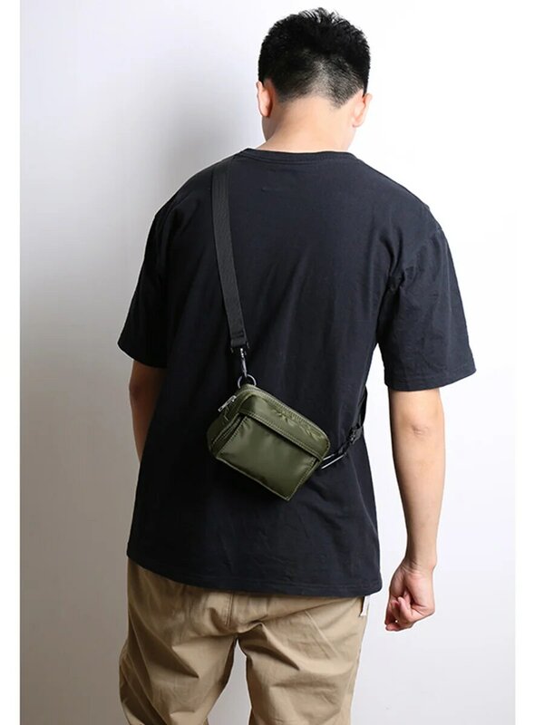 Bolsas transversais de nylon masculinas, bolsa de ombro pequena casual, impermeável, estilo japonês, na moda