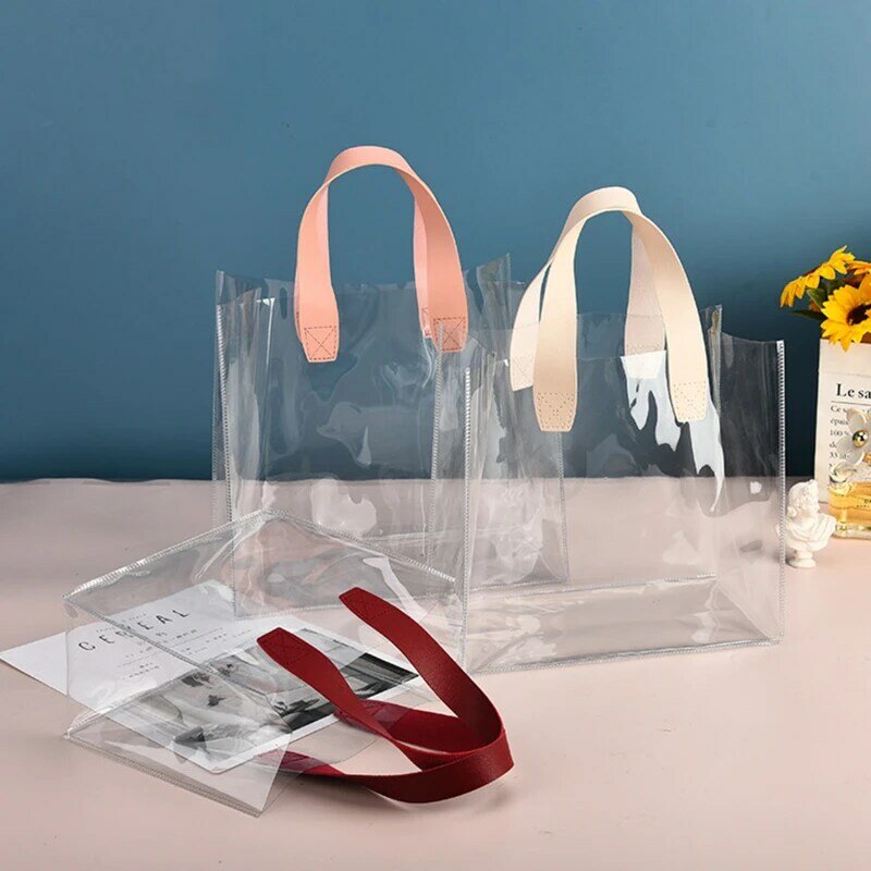 Transparent Tote Bag Waterproof Cosmetic Bag Fashion Accompaniment Bag Outdoor Leisure Travel Beach Tote PVC Bag