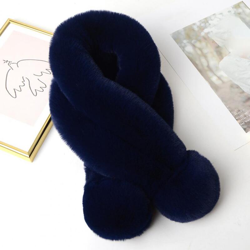 Scarf Female Autumn and Winter New Fur Rabbit Fur Plush Thick Warm Scarf Solid Color Fur Ball Cross Student Children