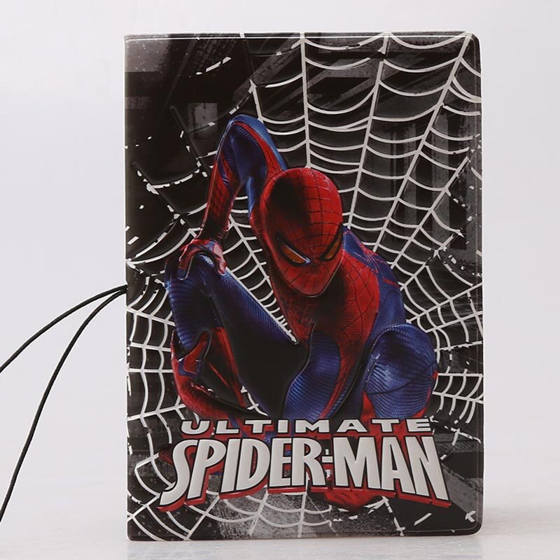 Disney-Funda de cuero con estampado 3D de Spiderman para hombre, accesorio de viaje de dibujos animados para pasaporte, funda para tarjeta de identificación, PVC