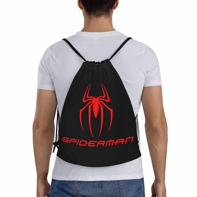 Персонализированные сумки на шнурке с изображением супергероев Человека-паука для тренировок, йоги, рюкзаки для мужчин и женщин, спортивный рюкзак для спортзала