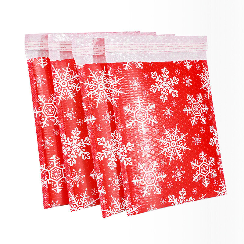 10 sztuk 20x2 5cm torba na prezenty świąteczne nadruk płatek śniegu koperty z folią bąbelkową współwytłaczana folia bąbelkowa koperta dla małych firm