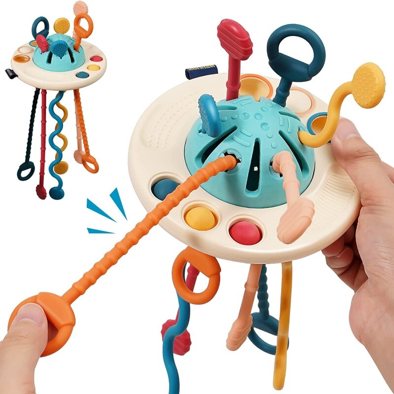Montessori desenvolvimento sensorial brinquedos para bebês, 1, 2, 3 anos, puxar corda, treinamento de aperto de dedo, brinquedo educacional dentição