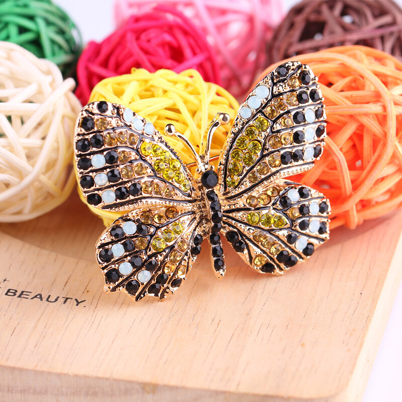 Butterfly Brooches Elegant Crystal Rhinestones Women Spring Insect Brooch Pin Coat Brooch Fashion Costume Jewelry Pendant Decor