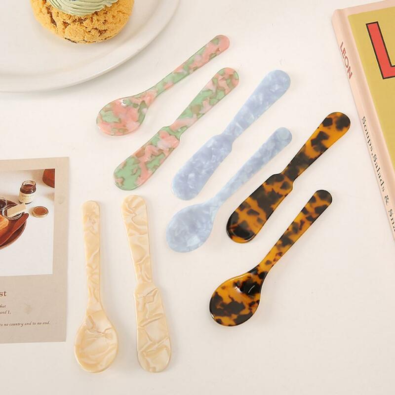 Leopard Spoon Stirring Spoons Teaspoon Crafts Acrylic Retro Pink Green Sakura Ice Cream Spoon Dessert Spoon Kitchen Tool Props