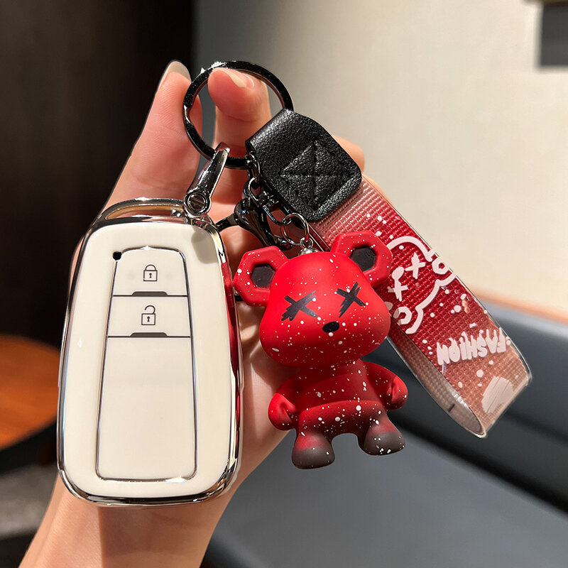 TPU Soft Car Key Case Cover Voor Toyota Camry Corolla Rav4 Prius Avalon C-HR Prado Land Cruiser 2018-2021 Sleutelhanger Accessoires