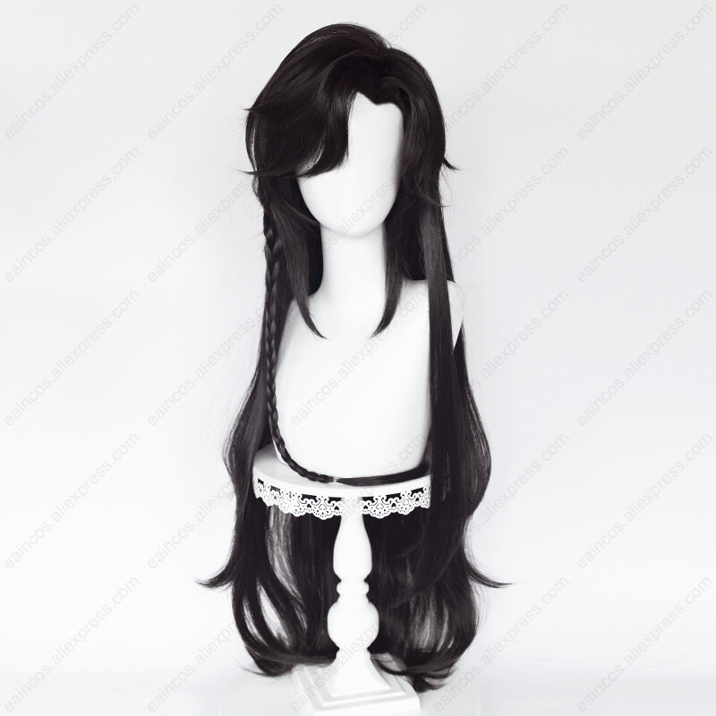 Tian Guan Ci Fu San Lang Hua Cheng Peluca de Cosplay, pelucas negras largas de 80cm, cabello sintético resistente al calor