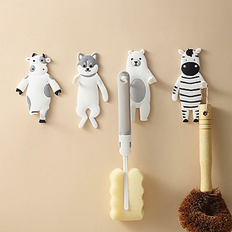 Cute Towel Hooks Cute Pet Hooks For Coat Waterproof Creative Adhesive Coat Hook Decorative Wall Hooks Reusable Animal Shape