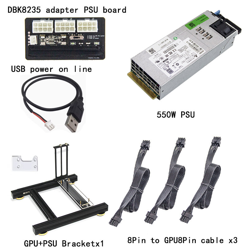 GPU+PSU holder with 550W PSU DIY external graphics card rack power on with laptop support EXP GDC dock