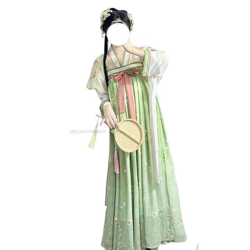 ربيع جديد النمط الصيني التقليدي Hanfu النساء القديمة أنيقة Vintage الملابس الشرقية نمط تأثيري Hanfu مجموعة فستان