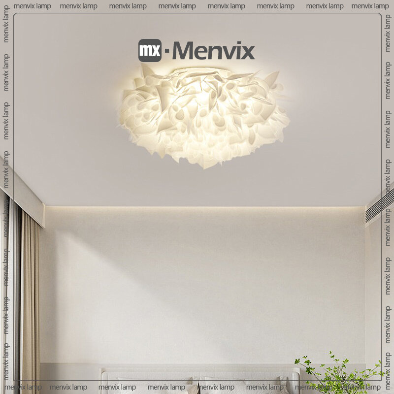 Menvix Modern White LED Chandeliers Ceiling Light Petal Decoration Lamp Holder Bedroom Dining Room Chandelier Ceiling Lamp