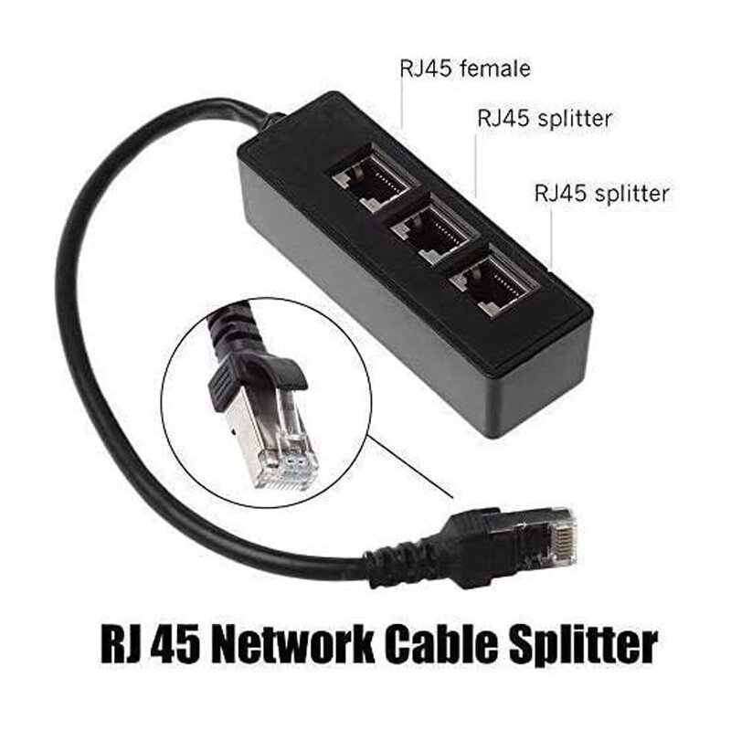 RJ45 Cabo Splitter de Rede, Adaptador Ethernet LAN, 1 macho para 3 fêmeas para Super Cat5, Cat5e, Cat6, Cat7 Porta Conector